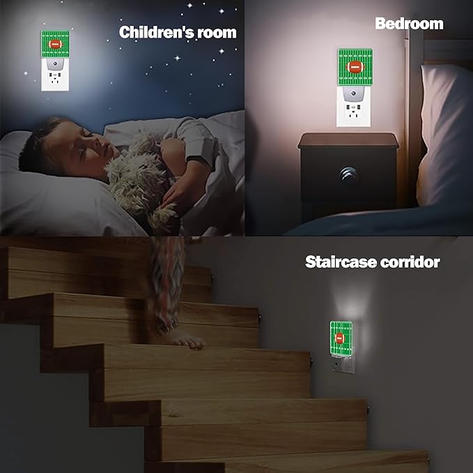 American Football Night Light, Ball Night Lights Plug into Wall Decor for Bedroom,Bathroom, Hallway, Kitchen, Dusk to Dawn Sensor Nightlights for Boys Girls Women Men Room Gifts