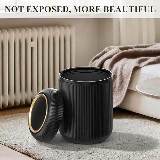 Motion Sensor Bathroom Trash Can with Lid, 3 Gallon / 11L Automatic Bathroom Garbage Can, Smart Black Garbage Can, Touchless Trash Bin, Small Waste Basket for Bedroom, Kitchen, Apartment,Office