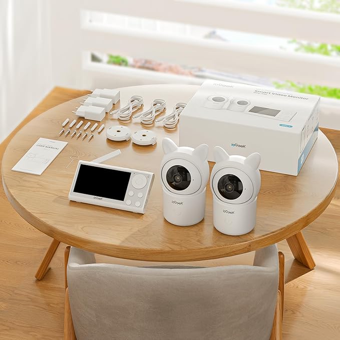 ieGeek 1080P Baby Monitor with 2 Cameras | 4.3" Split-View for Twins Nursery | Night Vision, Sound & Motion Alerts, 2-Way Talk, Pan-Tilt-Zoom | Secure Local Monitoring with Free App, No Monthly Fee