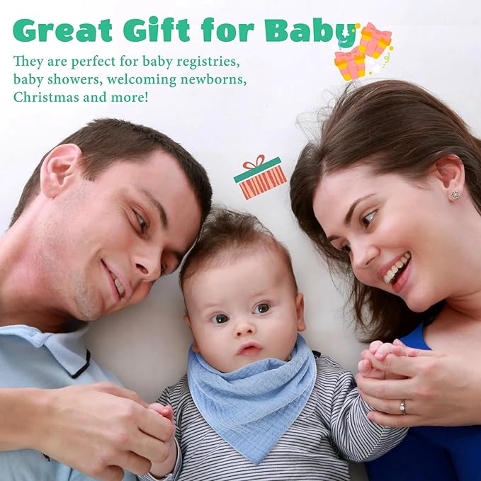 EllieHouse Baby Bibs for Girls Boys 10Pack Muslin Drool Teeth Drooling Teething Bibs Muslin Cotton for Infant Toddler