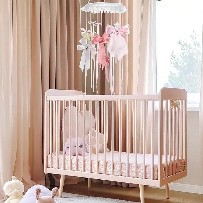 Wenqik Green Leaf Dragon Mobile Crib Forest Green Forest for Boys and Girls (Bow)