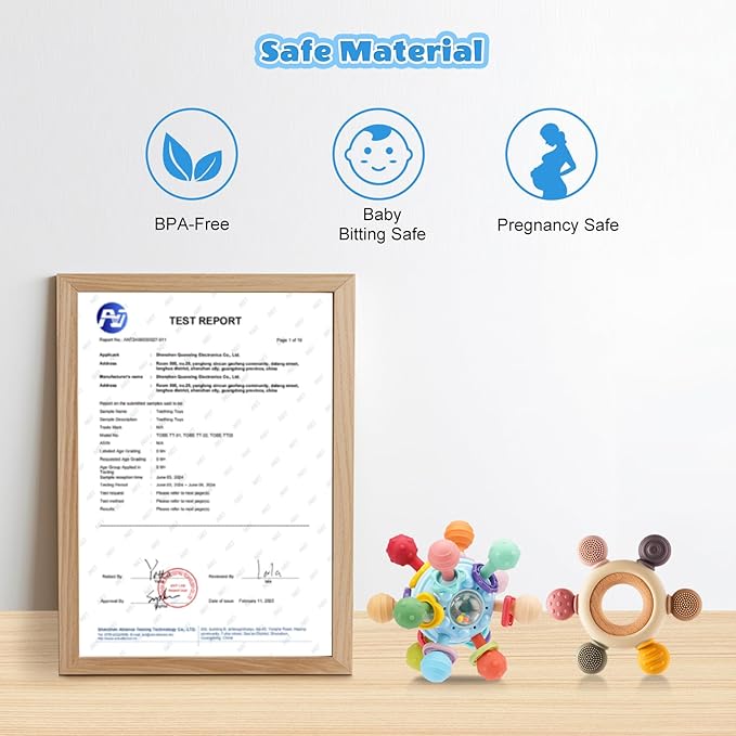 2 Pack Baby Teething Toys for 0-6 6-12 Months, Silicone Soothing Baby Teether Toys & Montessori Sensory Toys for Boy Girl, Safe and Durable Teething Toys for Newborn Infant