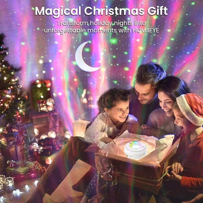 Star Projector with Bluetooth Speaker, 1800mAh Battery Operated Night Light Galaxy Projector, Northern Lights Aurora Projector with Moon, Mood Ambient Lighting for Bedroom Kids Girls Adults