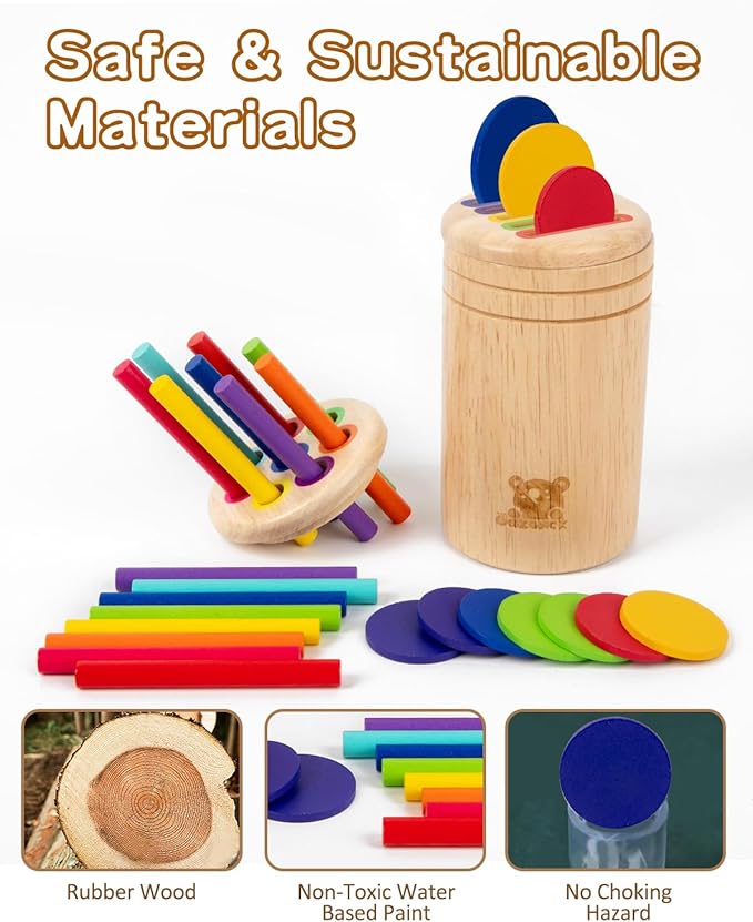 Wooden Learning Color Sorting Toys for Toddlers Sensory Sorting Coin Box Toys for Toddlers 1-3 Fine Motor Skills and Matching Games for Toddler Learning Toys