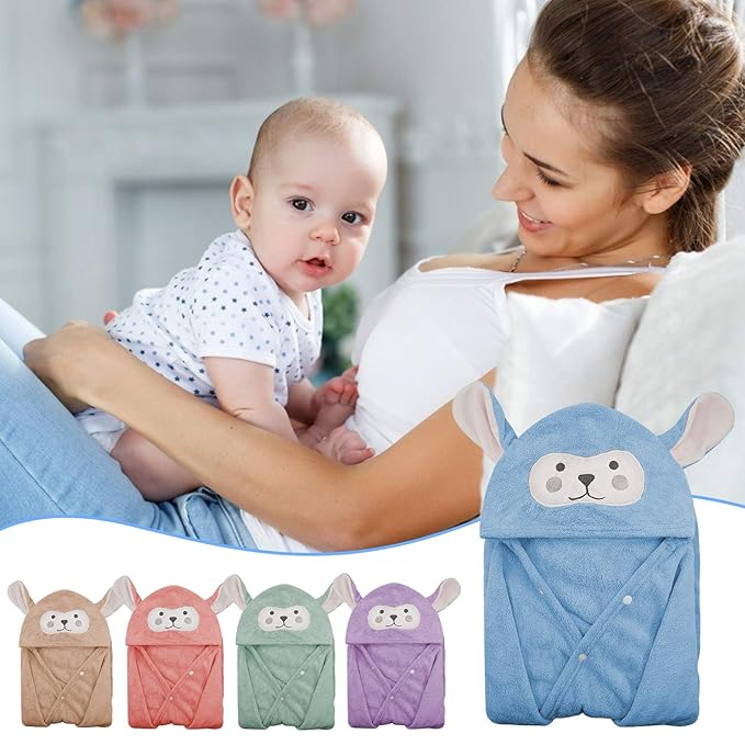 ROMASA Baby Bath Towel Hooded Ultra Soft Towel Highly Absorbent Bathrobe Blanket Toddlers Shower Gifts for Boys Girls-27.5" x 55" (Blue)