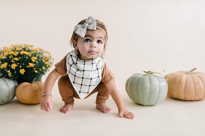 Copper Pearl 4 Pack Soft Cotton Baby Bibs for Drooling and Teething, Absorbent Drool Bibs for Baby Girl and Boy, Adjustable to Fit Newborns to Toddlers, Tons of Styles (Patch)