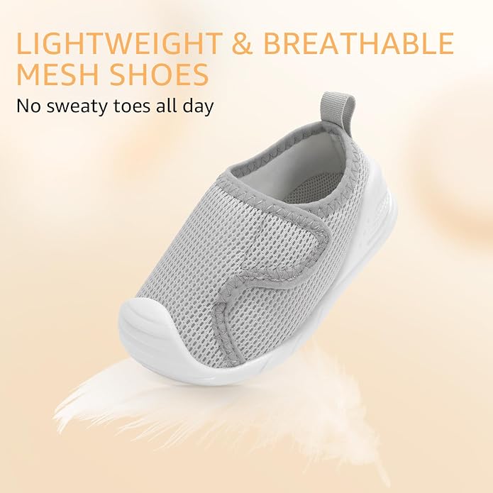 Baby Boys Girls First Walking Shoes Wide Toe Box Infant Sneakers Lightweight Breathable Slip On Barefoot Shoes