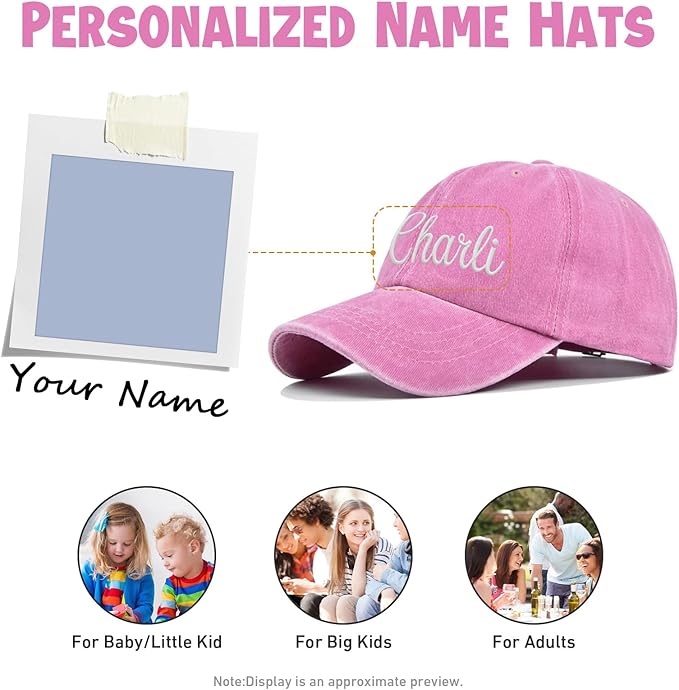 Custom Name Toddler Baseball Cap, Personalized Boys Girls Cotton Embroidered Hat, Trucker Hat for Kids Adults