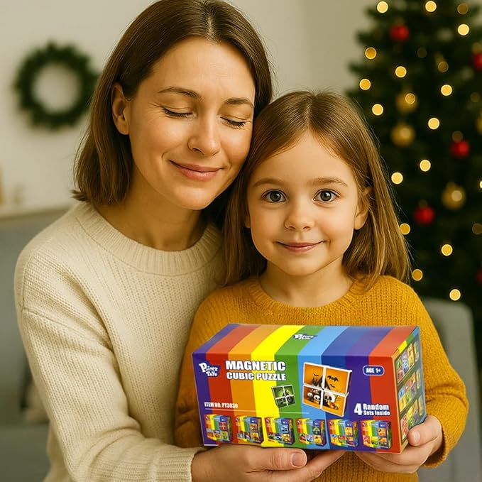 Random 4 Sets of Magnetic Blocks for Toddlers, 4 Packs Total 16 PCS & 24 Patterns, Magnetic Puzzles for Kids 1-3, Preschool Learning Classroom Must Haves Puzzle Toys