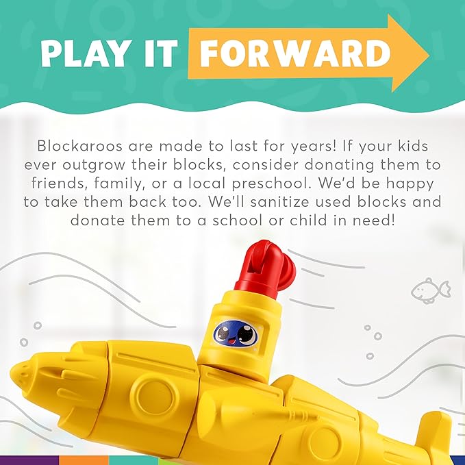 Blockaroo Magnetic Foam Building Blocks - 10-Piece Submarine, Bath Toys for Toddlers, Preschool Toys, Bathtub Toys, Sensory Toys, Blocks for Toddlers 3-5, Engineering Toys for Kids 3-5, Bath Blocks