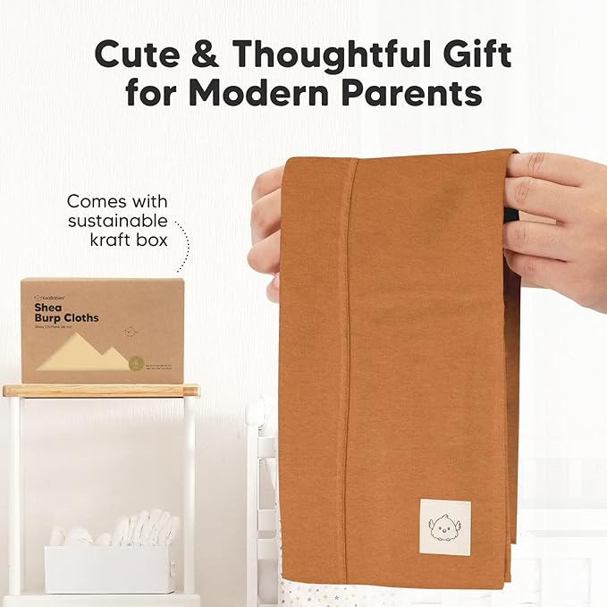 Organic Burp Cloths Baby Boy, Girl - 6-Pack Large Cotton Burping Cloths for Babies, Spit Up Rags, Super Absorbent, Ultra Soft Newborn Rag, Gender Neutral, Machine Washable, Durable(Terracotta)