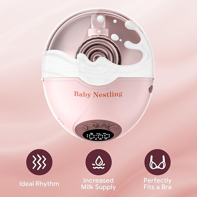 Breast Pump Hands Free, Smart Heated Base Promotes Milk Production, 40dB Quiet, Leak-Free Design, 4 Modes/12 Levels, 2Hr Cordless Wearable Breastfeeding Pump, 2 Pack Pink