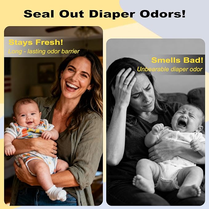 Standard Square Refills Disposal Bags Refill Compatible with Diaper Genie Compact, Select & Classic Pails — Holds Up to 280 Newbomn Diapers Per Refill, 7-Layer EVOH Film, Max Odor Control, 6 Pack