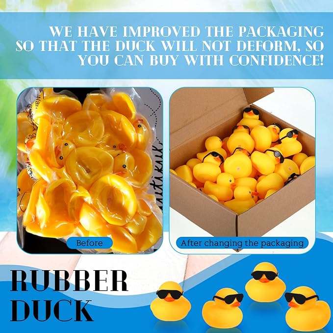 Chivao 36 Pcs Mini Rubber Ducks with 36 Sunglasses Rubber Ducks in Bulk Bathtub Duckies Toys for Kids Christmas Valentine Gifts Birthday Party Favors Cruise(Duck with Sunglasses)