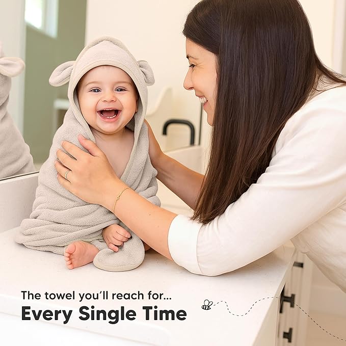 KeaBabies 2-Pack Hooded Baby Towels for Newborn - 30x30 Soft & Absorbent Viscose from Bamboo Baby Bath Towels with Hood for Infant, Toddler,Kids,Boys Girls,Newborn Bath Essentials (Sage, Petite)