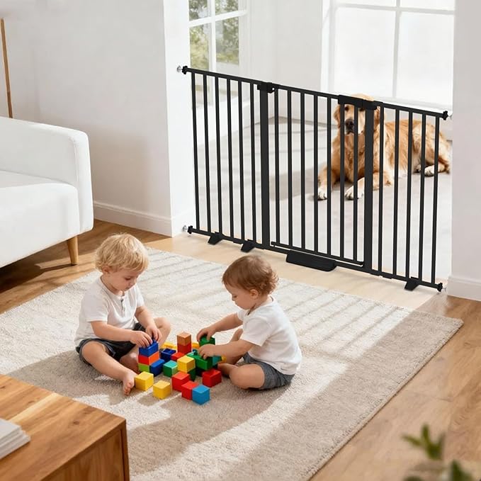 41" Extra Tall Baby Gate for Big Dog No Jumping Over, 30-32.6" Wide Pet Safety Gate Indoor for Doorways No Drilling,Auto Close Child Puppy Gates for Stairways Pressure Mounted (Black)