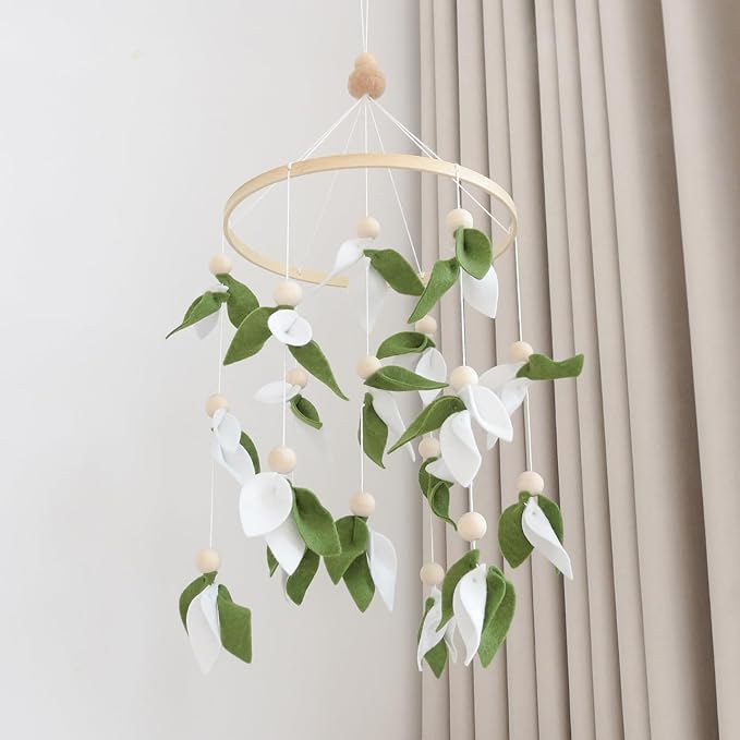 Green Leaf Crib Mobile, Forest Crib Mobile for Boys & Girls, Forest Baby Mobile for Crib, Woodland Mobile for Crib