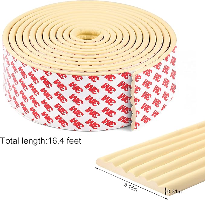 Upgrade Baby Proofing Edge Corner Protector, 16.4ft Edge Guards Padding with 3M Adhesive, Extra-Wide Soft Rubber Foam Padding, Furniture,Sharp Edge Safety Corner Edge Bumper Guard- Beige