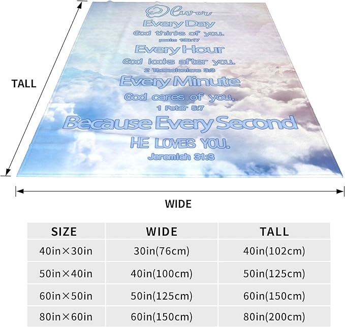 Custom Blanket Bible Verse Blanket with Inspirational Thoughts and Prayers Religious Throw Blanket Soft Lightweight Cozy Plush Warm Blankets for Women Men Christmas Birthday Christian Gifts
