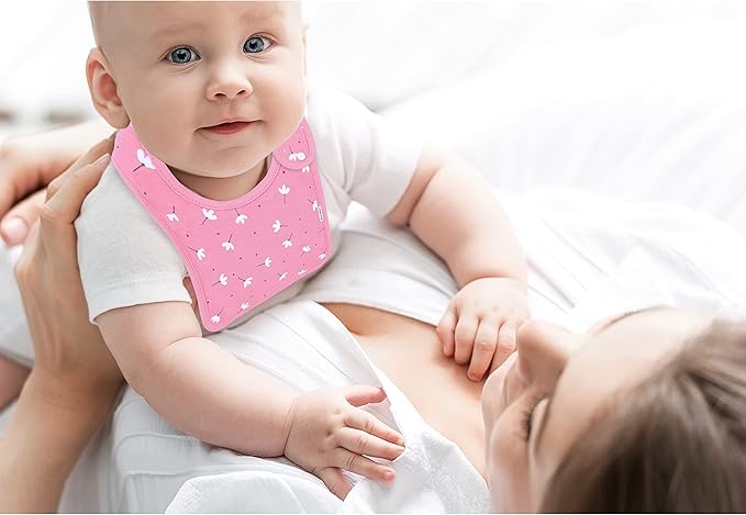 DOKMA Set 8 Organic Cotton Baby Drool Bibs - Bandana Teething Bibs for Baby - Bandana Drool Bibs - Ultra Soft, No Scratch