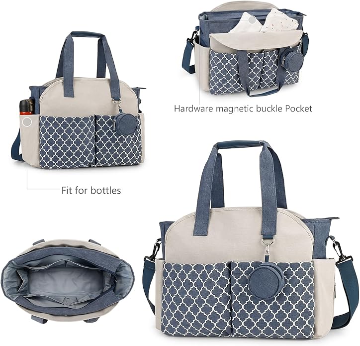 Lmbabter Diaper Bag Tote with Changing Station Upgrade Multi-Function Baby Bag with Adjustable Shoulder Strap