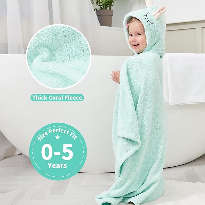 Toddler Bath Towel Hooded Kids Towel Bath Baby Towels with Hood for Boy Girl 0-5 Years, 2-Pack Soft Absorbent Baby Bath Towels Toddler Towels, Large Thick 50''x32'' Kids Hooded Towel for Toddlers