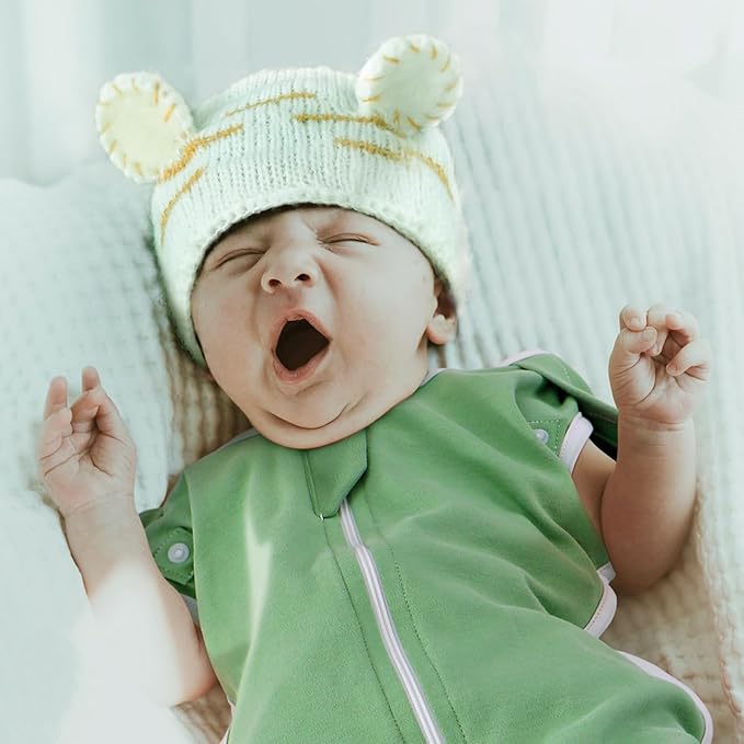 2-Pack Newborn Swaddle Sleep Sack - Baby Transitional Swaddle Sack 0-3 Months, Arms Up Swaddles with Cuff Removable Design, Green Leaves, 100% Cotton Newborn Sacks