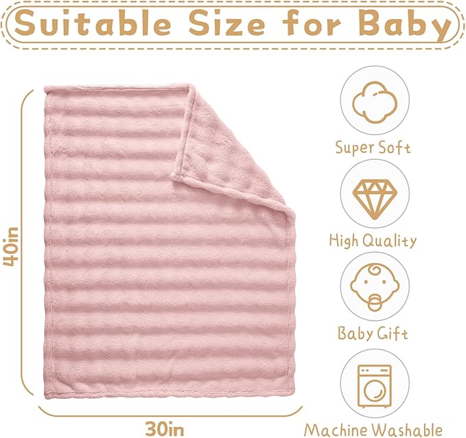 Fleece Baby Blanket for Girls 3D Bubble Design, Warm Cozy and Fluffy Infant Newborn Toddler Small Receiving Blankets for Crib Stroller, 30x40 Inches, Pink