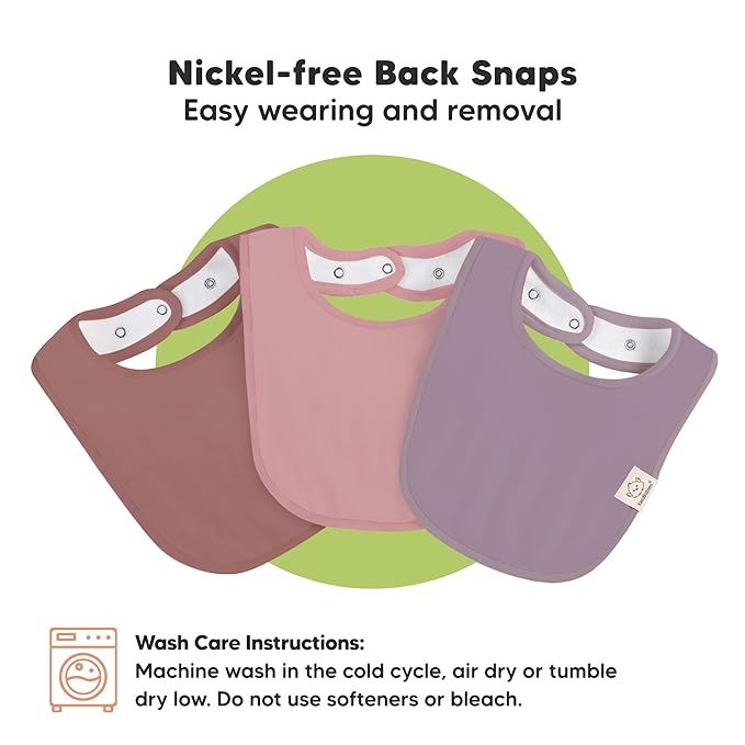 8-Pack Organic Baby Bibs for Boys, Girls - Soft Cotton Drooling and Teething Bibs for Baby Girl & Boy, Extra Absorbent, Easy to Clean & Put On for Toddler, Newborn, Infant 0-24 Months (Mauve)