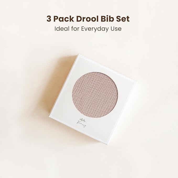 Konssy Muslin Baby Bibs for Girls – Soft 100% Cotton Drool Bibs, Ruffle Trim for Newborns & Toddlers 0-36 Months 3-Pack