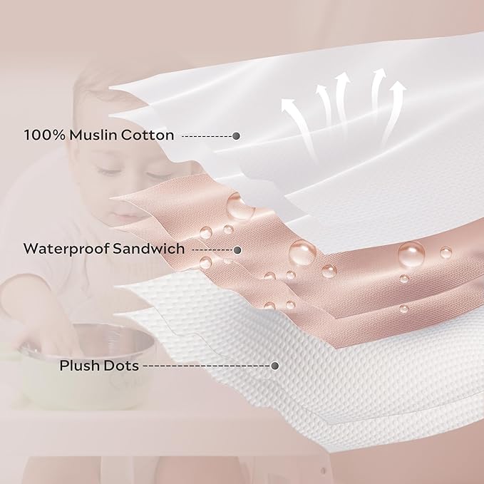 JELLYMONI 8 Pack Muslin Drool Bibs for Babies - Soft Adjustable Bandana Bib with Snaps, Absorbent Unisex Teething Bib for Newborn Girls & Boys