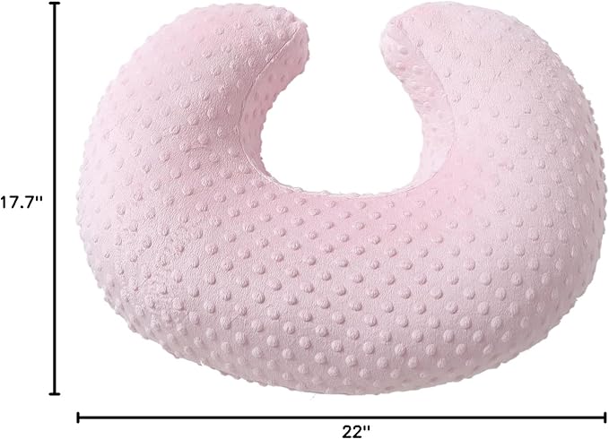 Nursing Pillow and Positioner Breastfeeding and Bottle Feeding, Propping Baby, Tummy Time, Sitting Support for Baby Boy Baby Girl, with Removable Dots Cover (Blushing Bride)