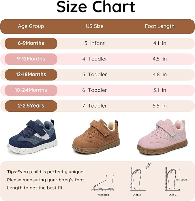 Apakowa First Walker Sneakers Shoes for Infant Baby Toddler Boys and Girls – Wide Toe Box Baby Shoes Soft Sole All Season Size 6 9 12 18 24 Months