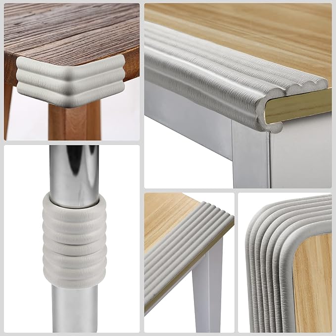 Upgrade Baby Proofing Edge Guards 6.6 ft Protector with 3M Adhesive Double Sided Tape,Extra-Wide Soft NBR Rubber Foam Padding,Furniture Safety Corner Edge Bumper Guard-Grey