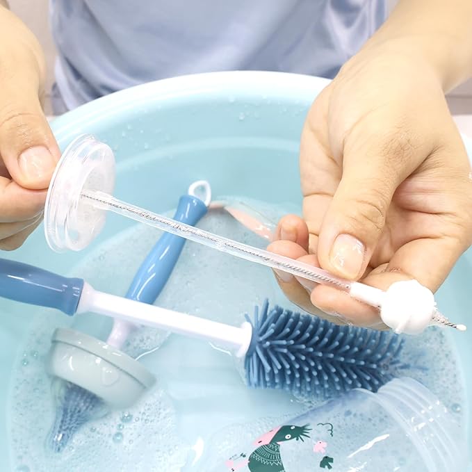 Silicone Cleaning Brush, 12" Long Handle Water Bottle Cleaner for Baby, Sports, Vase, Glassware, and Smaller Diameter Openings