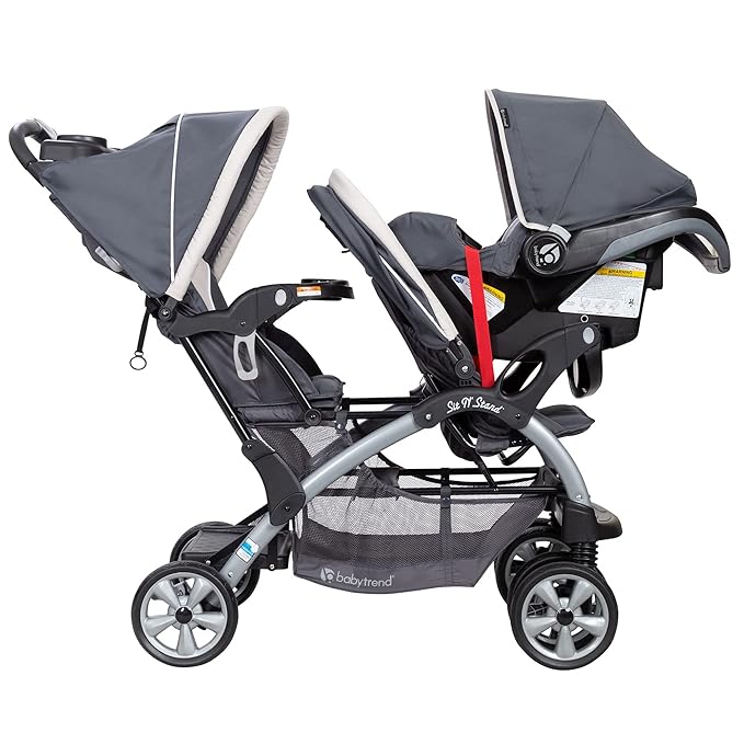 Baby Trend Infant and Toddler Double Stroller & 2 Car Seat Combo, 3 Pc Set, Magnolia - Portable and Lightweight Stroller Duo and Car Seat Travel System Tandem