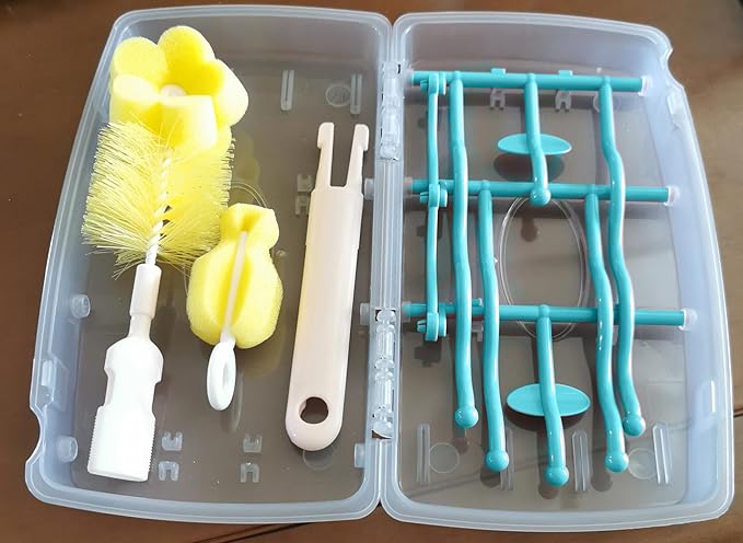 Collapsible Baby Bottle Drying Rack, Bottle Dryer Holder for Bottles, Teats, Cups, Pump Parts and Accessories (Blue)