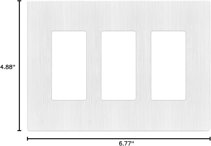 LIDER Brushed Finish Decorator Switch Cover, Screwless Wall Plate, Mid-Size 3-Gang 4.88" x 6.77", Unbreakable Polycarbonate Thermoplastic, UL Listed, LSWP-33M-BW, Brushed White