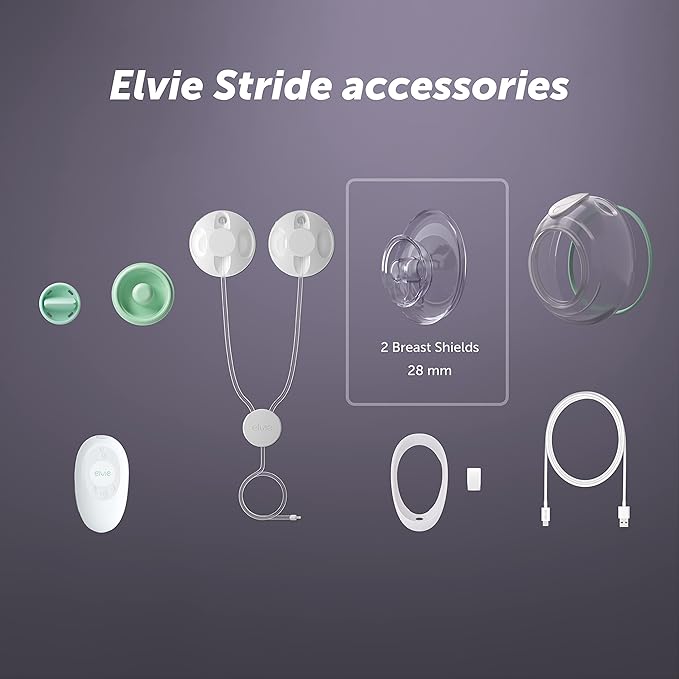 Elvie Stride Breast Pump Breast Shield - 28mm - Nipple Flange for Pumping Breast Milk - Accessories & Breastfeeding Essentials for Electric Pumps - BPA Free, Dishwasher Safe - 2 Pack