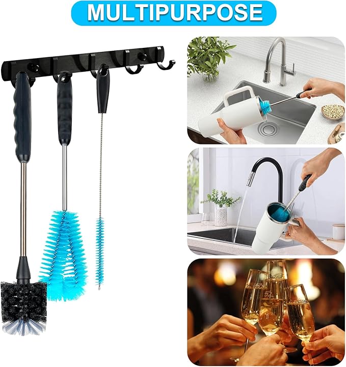 4 Pack Bottle Cleaner Set, Including Long Water Bottle Clean, Straw Clean and 3 in 1 Multi Functions Clean, Suitable for Stanley Cups, Baby Bottles, Travel Mugs, Decanters, Straws