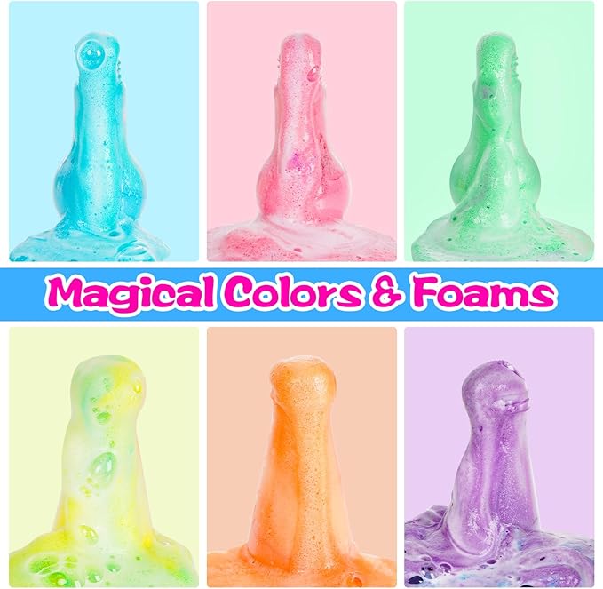 Bath Bomb Potion for Toddlers & Kids, 6-Pack Non-Toxic - Colorful Fizzy Fun - Interactive Bubble Bath Toy, Fun Science Bath Toys with a Colorful Foams & Bubbles Eruption