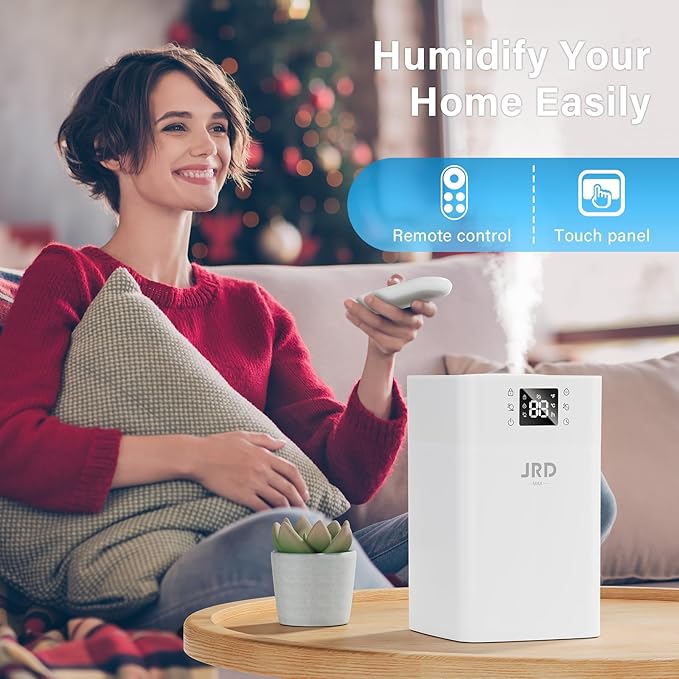JRD 4L Humidifiers for Bedroom, Cool Mist Humidifier for Large Room, 40H Runtime, 360° Nozzle, Night Light for Home, Office, Baby Nursery, PlantsďźWhiteďź