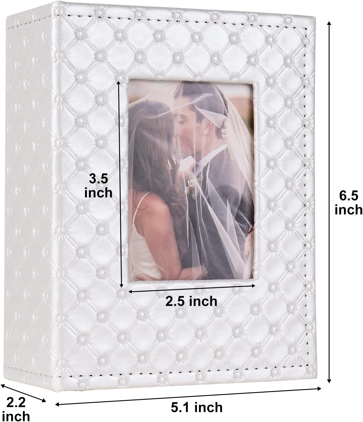 RECUTMS Photo Album 4x6 100 Pockets Photos, Button Grain PU Leather Photo Books Small Picture Album for Baby Family Wedding Christmas Photo Albums Holds 100 Vertical Photos (White)