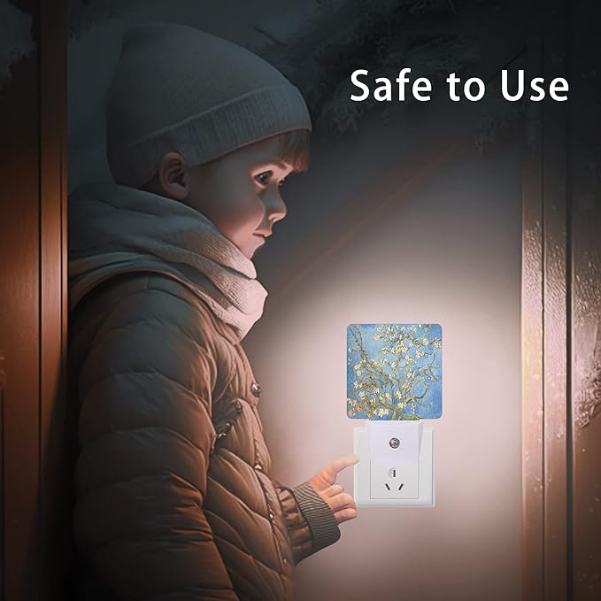 Blossoming Almond Tree Night Light,Night Lights Plug into Wall for Boys Girls, Led Lamp for Stairway/Hallway/Bedroom 0.5W Nightlight Sleep Friendly