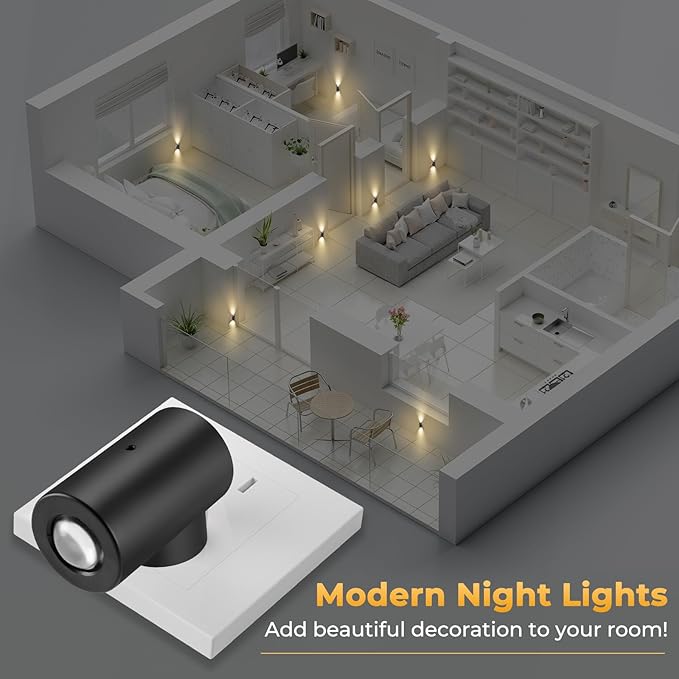 LED Night Lights Plug into Wall,Dimmable Plug in Night Light, Dusk to Dawn, 0-200LM Bright Nightlight Auto-On/Off, 2700K Night Lights for Bedroom Hallway Stairway, 4 Pack