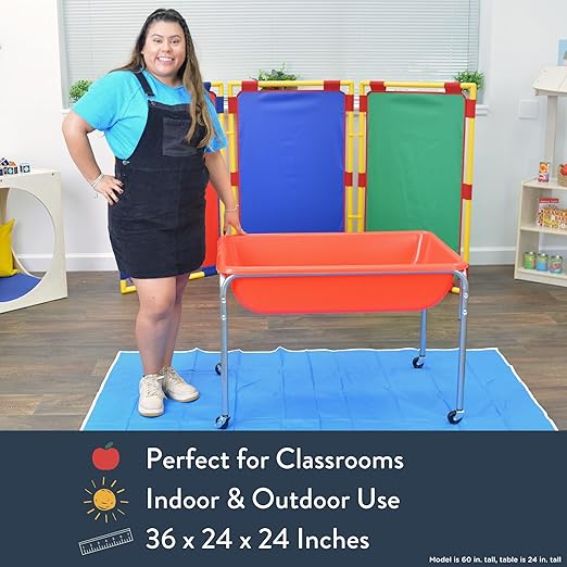 Children's Factory Medium Sensory Table – 24″ Height, Sandbox, Water Table for Kids, Red