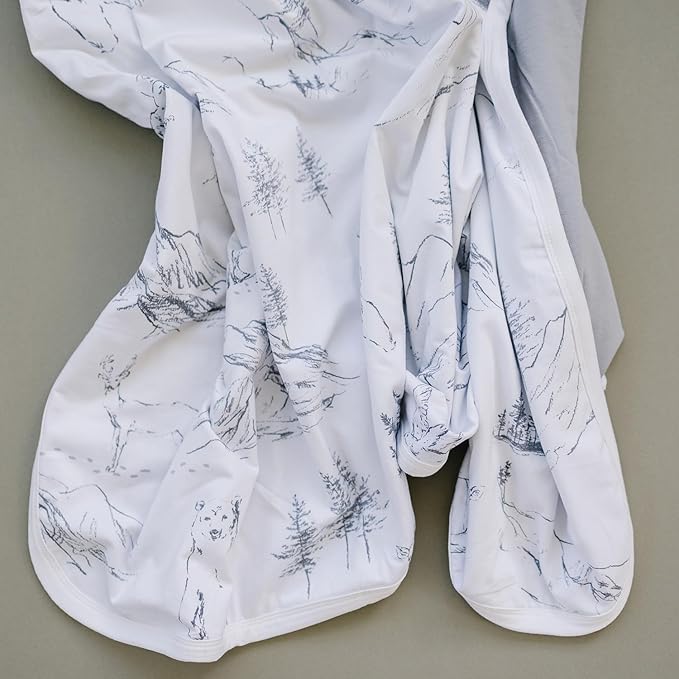 Pobibaby Premium 3-Layer Baby and Toddler Blanket – Ultra-Soft Cotton Blend, Breathable Baby Blankets for Boys & Girls, 50''x50'' Soft Blanket, Neutral Design (Explore Monochrome)