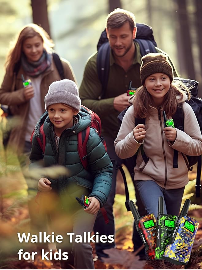 Walkie Talkies for Kids Rechargeable,Toys for Boys and Girls Ages 3-12, 3 Pack Long Range 2-Way Radios, Birthday Gifts,Christmas Stockings, Outdoor Play, Family Games, Hiking Camping Gear