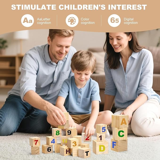 30PACK Wooden Blocks for Crafts, Unfinished Wood Cubes Blocks, 2 Inch Natural Wood Square Blocks, Wooden Cubes for Arts and Crafts and DIY Projects