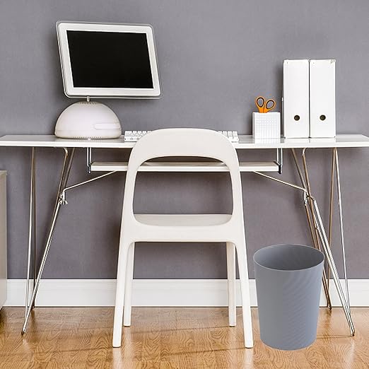 UUJOLY Plastic Small Trash Can Wastebasket, Garbage Container Basket for Bathrooms, Laundry Room, Kitchens, Offices, Kids Rooms, Dorms, (Grey, 1.8 Gallon/2 Pack)